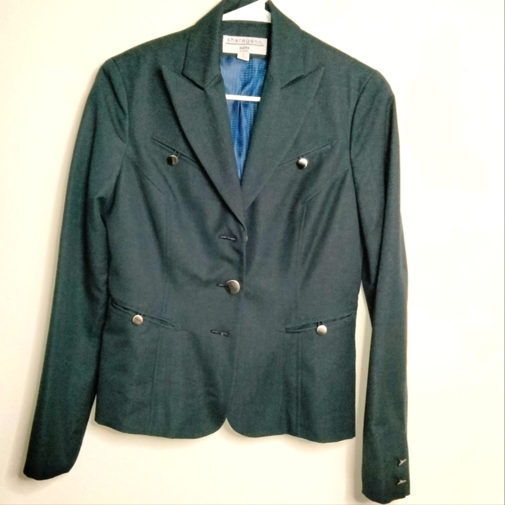 Sharagano Suits(Size 4) Navy Blue Button Blazer